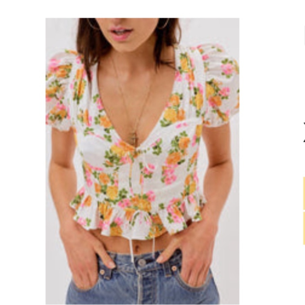 For Love & Lemons cropped floral blouse